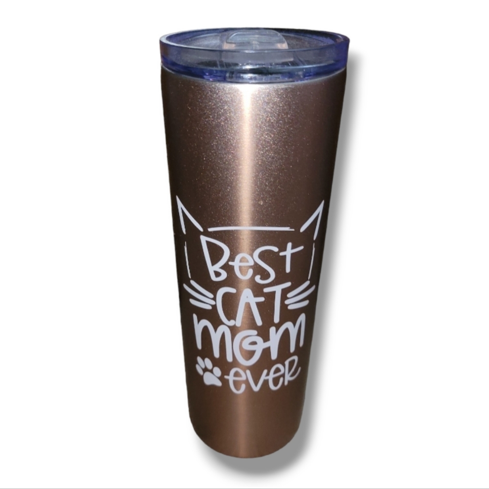 NWOT "Best Cat Mom" Tumbler Rose Gold 16 oz